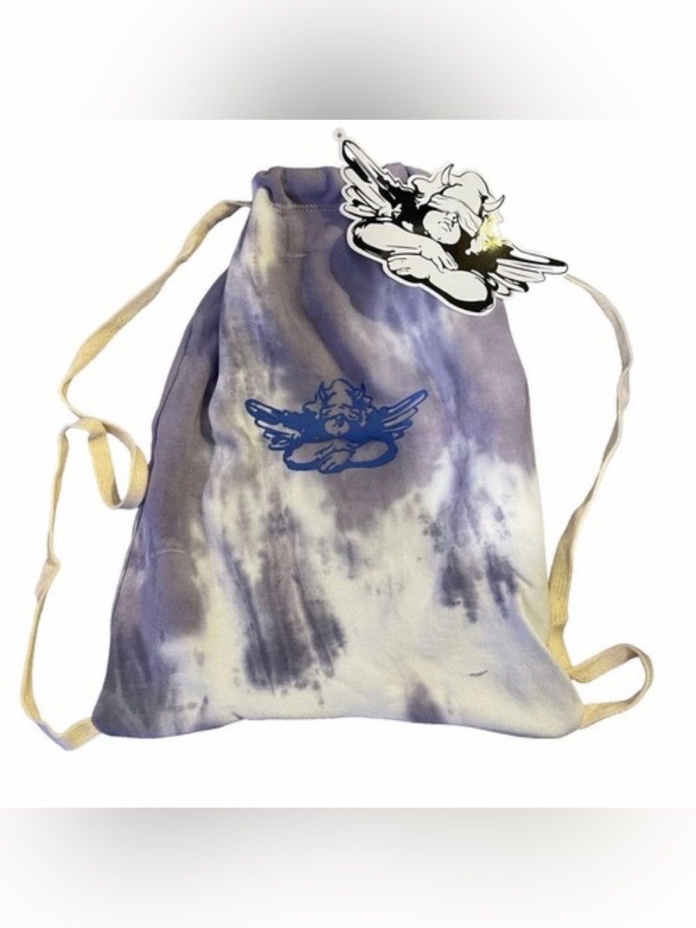 Boys Lie Lavender and Cream Tie-Dye Drawstring Backpack NWT